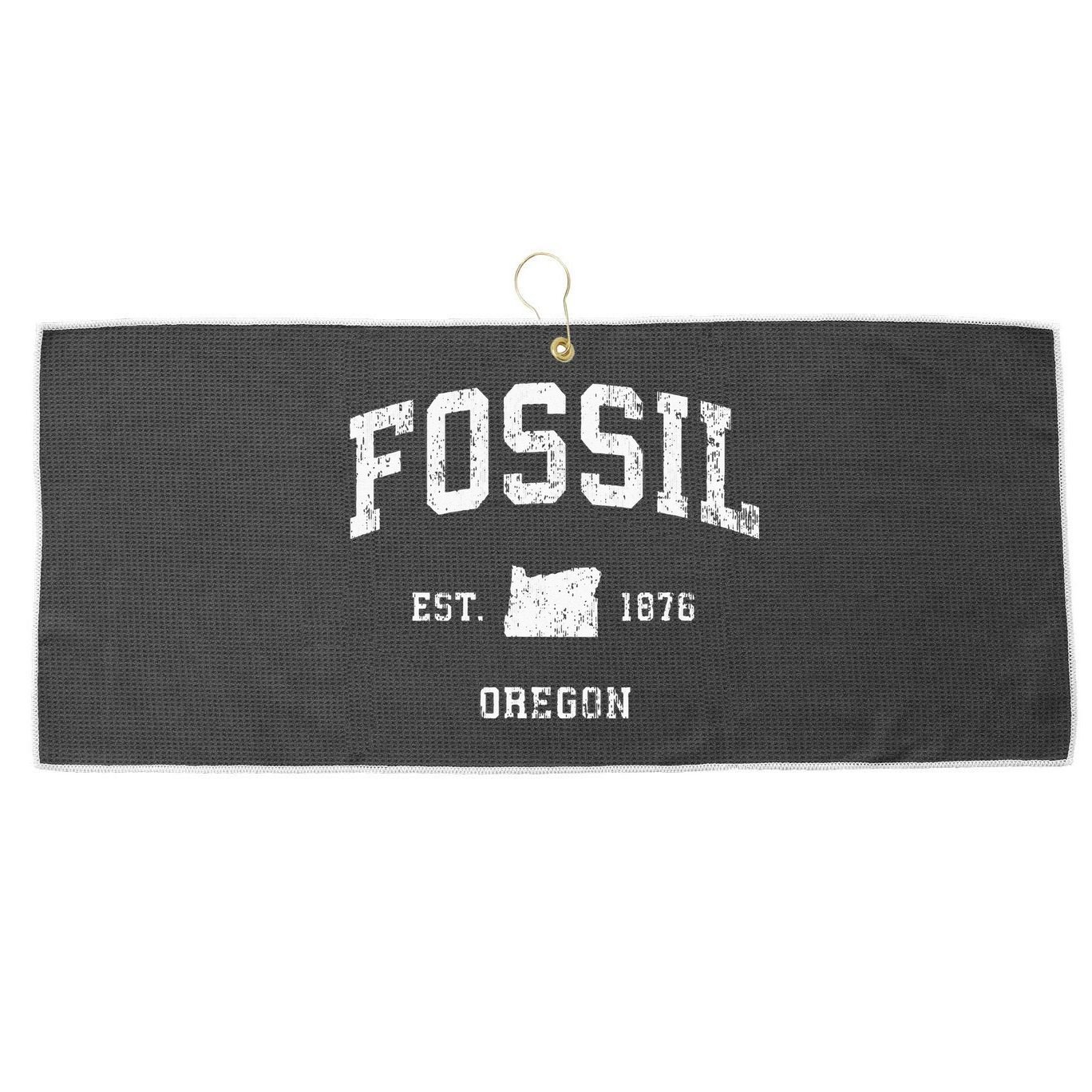 Fossil Oregon OR Vintage Athletic Sports Large Microfiber Waffle Golf Towel