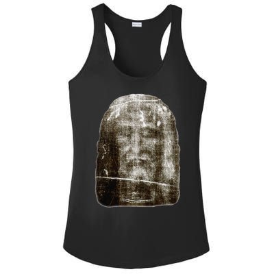 Face Of Our Lord Jesus Christ From The Holy Shroud Of Turin Ladies PosiCharge Competitor Racerback Tank