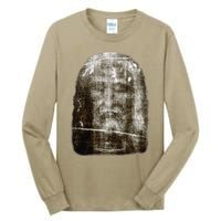 Face Of Our Lord Jesus Christ From The Holy Shroud Of Turin Tall Long Sleeve T-Shirt