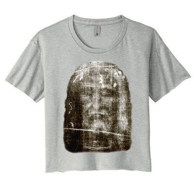 Face Of Our Lord Jesus Christ From The Holy Shroud Of Turin Women's Crop Top Tee