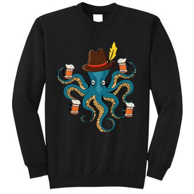 Funny Oktoberfest Octopus With Beer German Hat Oktoberfest Sweatshirt