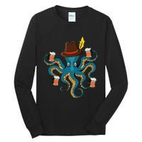 Funny Oktoberfest Octopus With Beer German Hat Oktoberfest Tall Long Sleeve T-Shirt