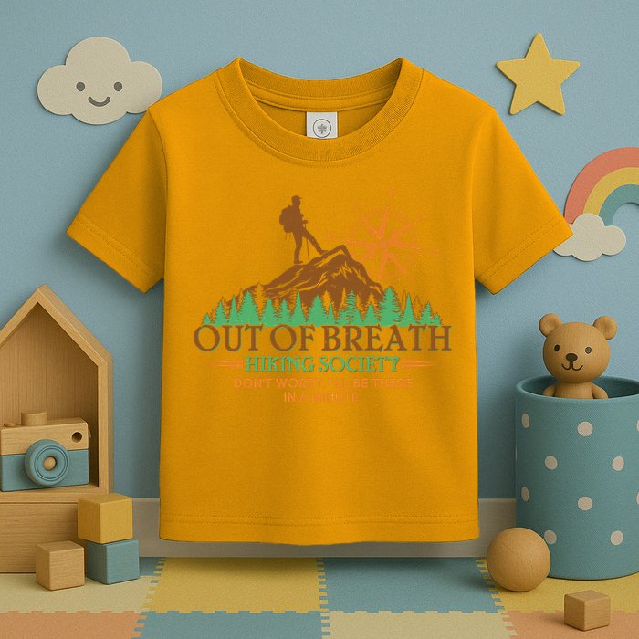 Funny Out Of Breath Hiking Society Dont Worry Ill Be There In A Minute Toddler T-Shirt