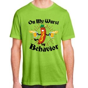 Funny Oktoberfest On My Wurst Behavior Adult ChromaSoft Performance T-Shirt