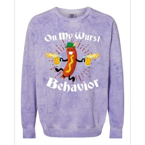 Funny Oktoberfest On My Wurst Behavior Colorblast Crewneck Sweatshirt