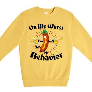 Funny Oktoberfest On My Wurst Behavior Premium Crewneck Sweatshirt