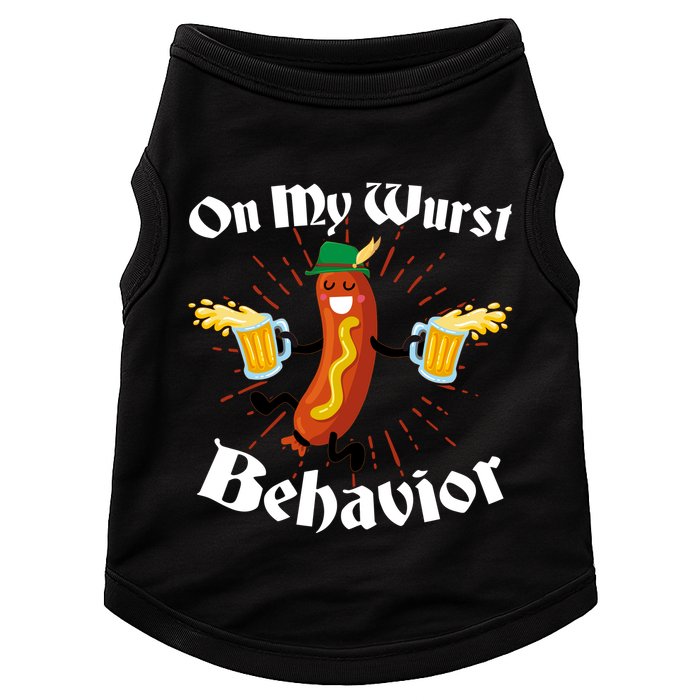 Funny Oktoberfest On My Wurst Behavior Doggie Tank