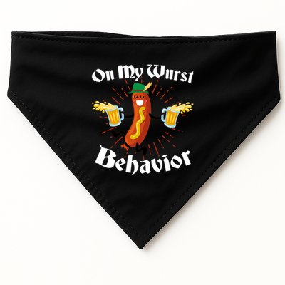 Funny Oktoberfest On My Wurst Behavior USA-Made Doggie Bandana