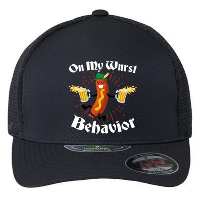 Funny Oktoberfest On My Wurst Behavior Flexfit Unipanel Trucker Cap