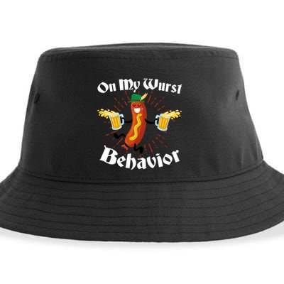 Funny Oktoberfest On My Wurst Behavior Sustainable Bucket Hat