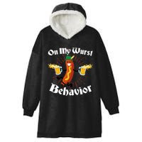 Funny Oktoberfest On My Wurst Behavior Hooded Wearable Blanket