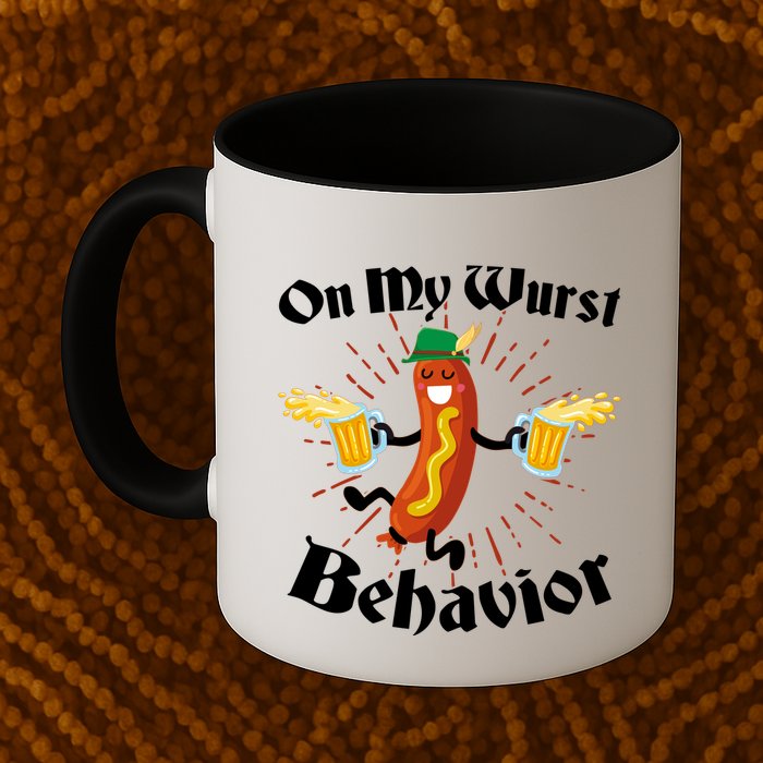 Funny Oktoberfest On My Wurst Behavior Mug