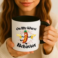 Funny Oktoberfest On My Wurst Behavior Mug