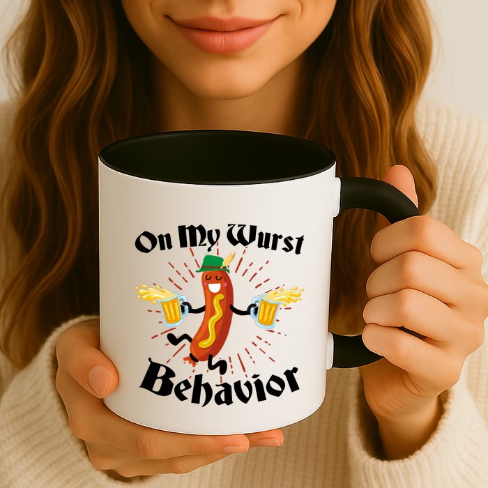 Funny Oktoberfest On My Wurst Behavior Mug