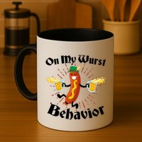 Funny Oktoberfest On My Wurst Behavior Mug