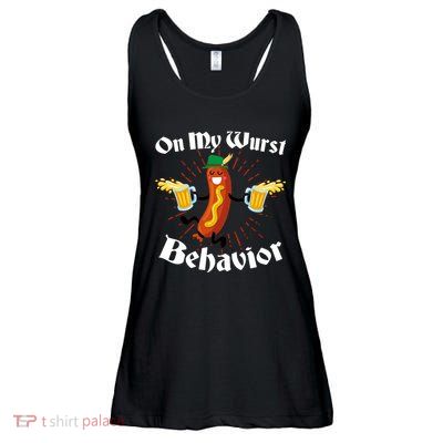 Funny Oktoberfest On My Wurst Behavior Ladies Essential Flowy Tank