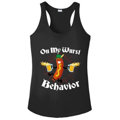 Funny Oktoberfest On My Wurst Behavior Ladies PosiCharge Competitor Racerback Tank