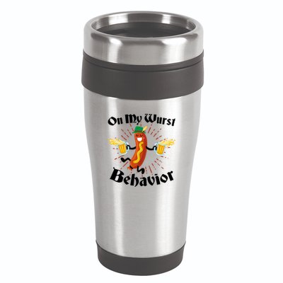 Funny Oktoberfest On My Wurst Behavior 16oz Travel Tumbler