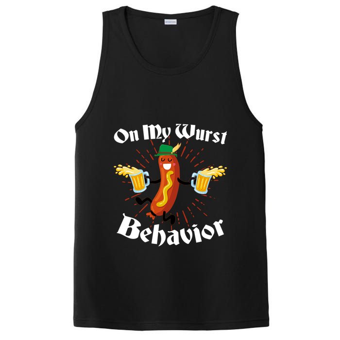 Funny Oktoberfest On My Wurst Behavior PosiCharge Competitor Tank