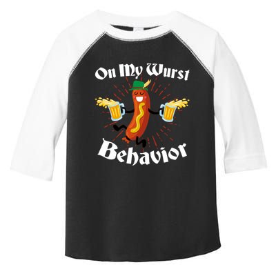 Funny Oktoberfest On My Wurst Behavior Toddler Fine Jersey T-Shirt