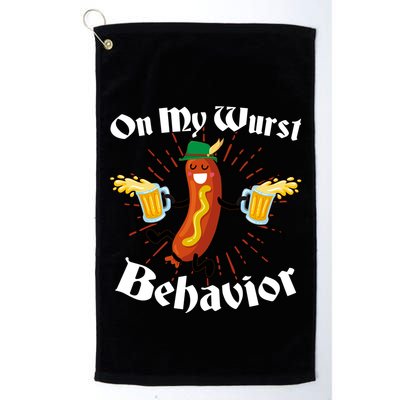 Funny Oktoberfest On My Wurst Behavior Golf Towel