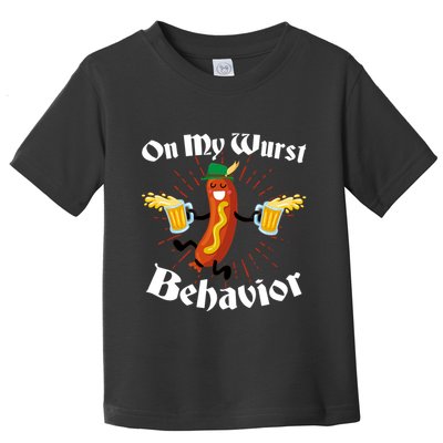 Funny Oktoberfest On My Wurst Behavior Toddler T-Shirt