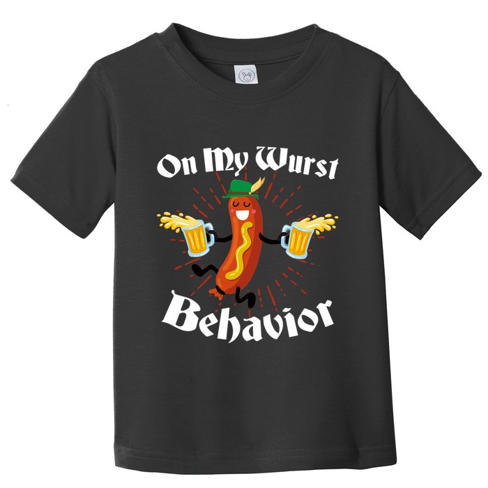 Funny Oktoberfest On My Wurst Behavior Toddler T-Shirt