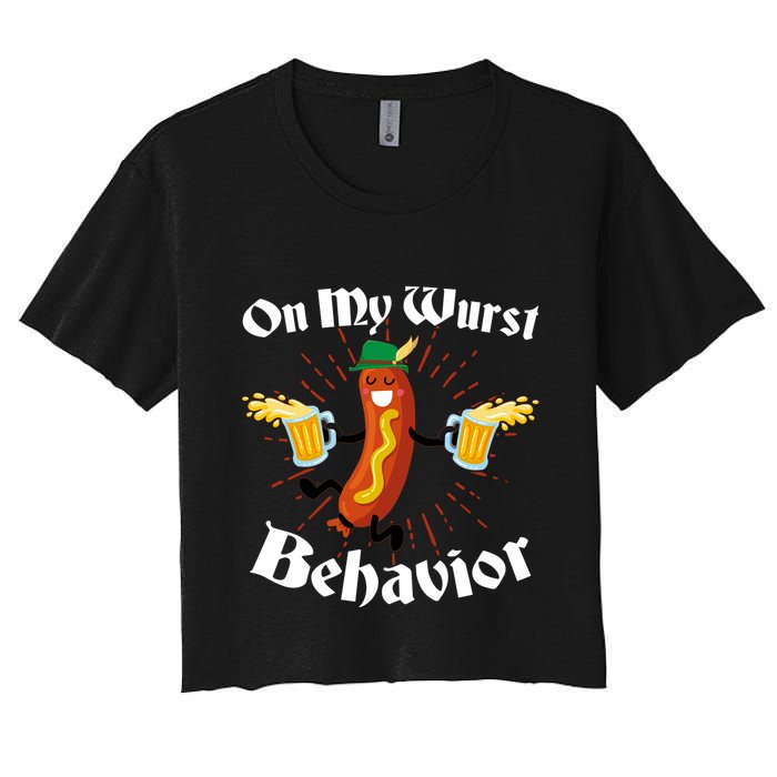 Funny Oktoberfest On My Wurst Behavior Crop Top