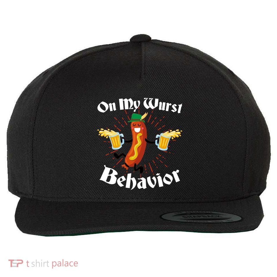 Funny Oktoberfest On My Wurst Behavior Wool Snapback Cap