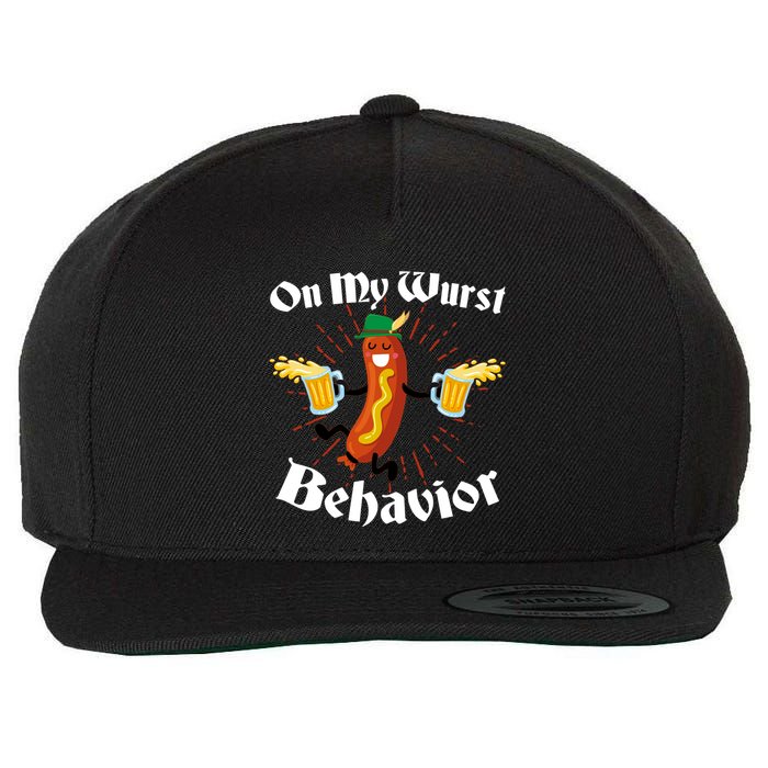 Funny Oktoberfest On My Wurst Behavior Wool Snapback Cap