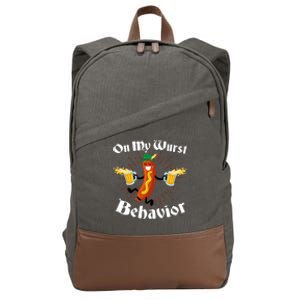 Funny Oktoberfest On My Wurst Behavior Cotton Canvas Backpack