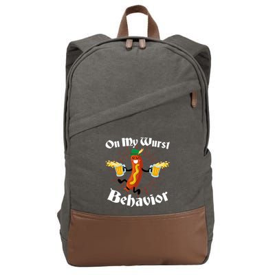 Funny Oktoberfest On My Wurst Behavior Cotton Canvas Backpack