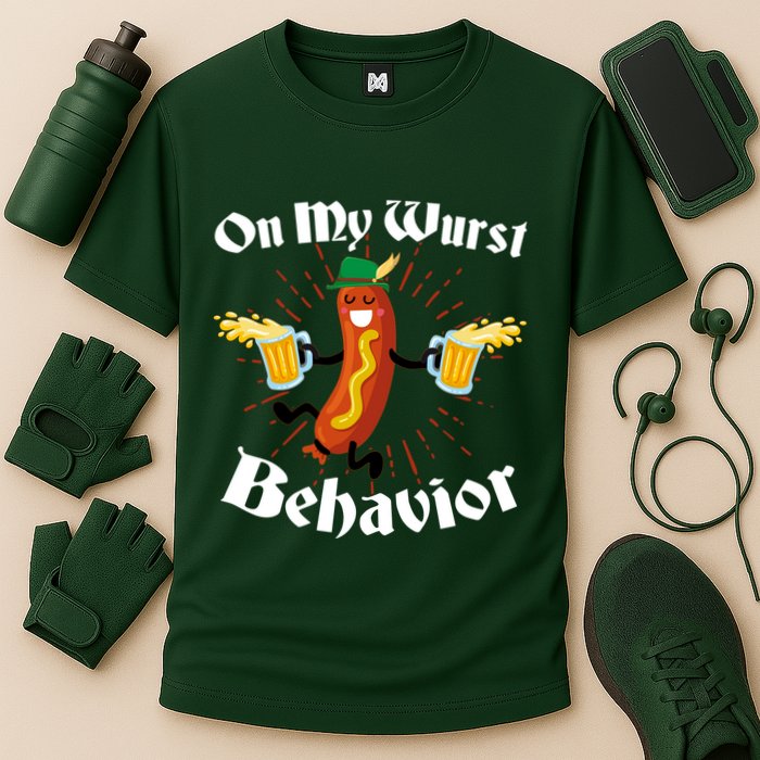 Funny Oktoberfest On My Wurst Behavior Performance Shirt