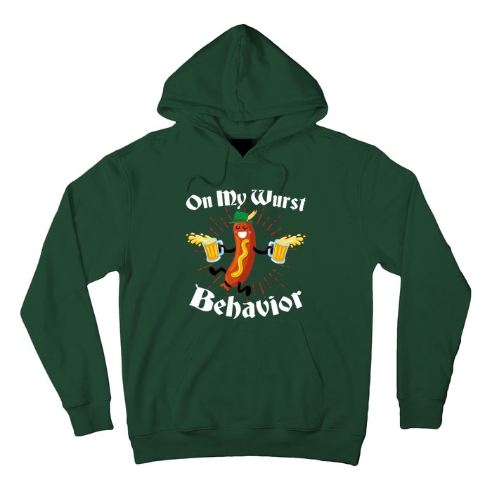 Funny Oktoberfest On My Wurst Behavior Hoodie