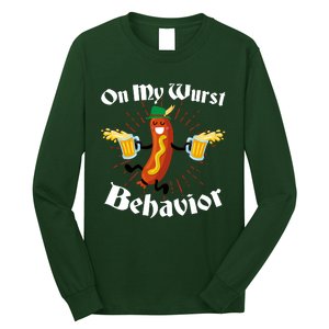 Funny Oktoberfest On My Wurst Behavior Long Sleeve Shirt