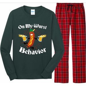 Funny Oktoberfest On My Wurst Behavior Long Sleeve Pajama Set