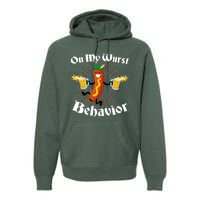 Funny Oktoberfest On My Wurst Behavior Premium Hoodie