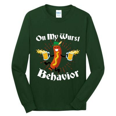 Funny Oktoberfest On My Wurst Behavior Tall Long Sleeve T-Shirt