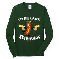 Funny Oktoberfest On My Wurst Behavior Tall Long Sleeve T-Shirt