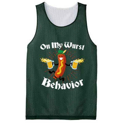 Funny Oktoberfest On My Wurst Behavior Mesh Reversible Basketball Jersey Tank