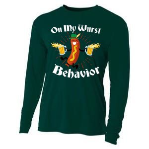 Funny Oktoberfest On My Wurst Behavior Cooling Performance Long Sleeve Crew