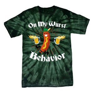 Funny Oktoberfest On My Wurst Behavior Tie-Dye T-Shirt