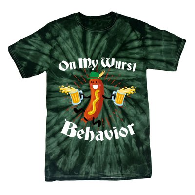 Funny Oktoberfest On My Wurst Behavior Tie-Dye T-Shirt