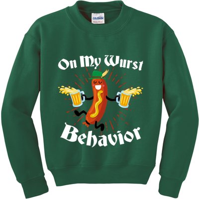Funny Oktoberfest On My Wurst Behavior Kids Sweatshirt