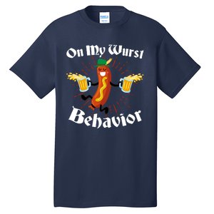 Funny Oktoberfest On My Wurst Behavior Tall T-Shirt