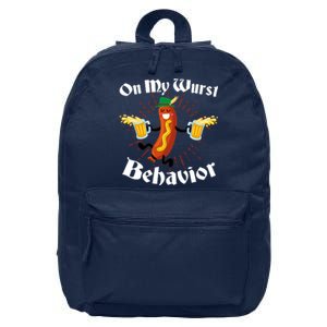 Funny Oktoberfest On My Wurst Behavior 16 in Basic Backpack