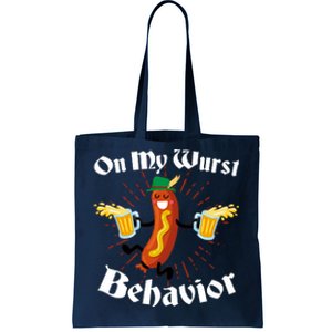 Funny Oktoberfest On My Wurst Behavior Tote Bag