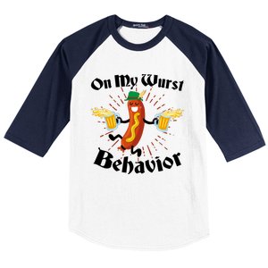 Funny Oktoberfest On My Wurst Behavior Baseball Sleeve Shirt