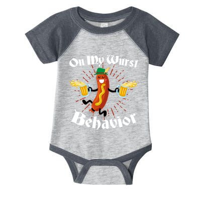 Funny Oktoberfest On My Wurst Behavior Infant Baby Jersey Bodysuit