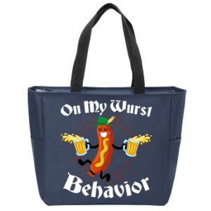 Funny Oktoberfest On My Wurst Behavior Zip Tote Bag